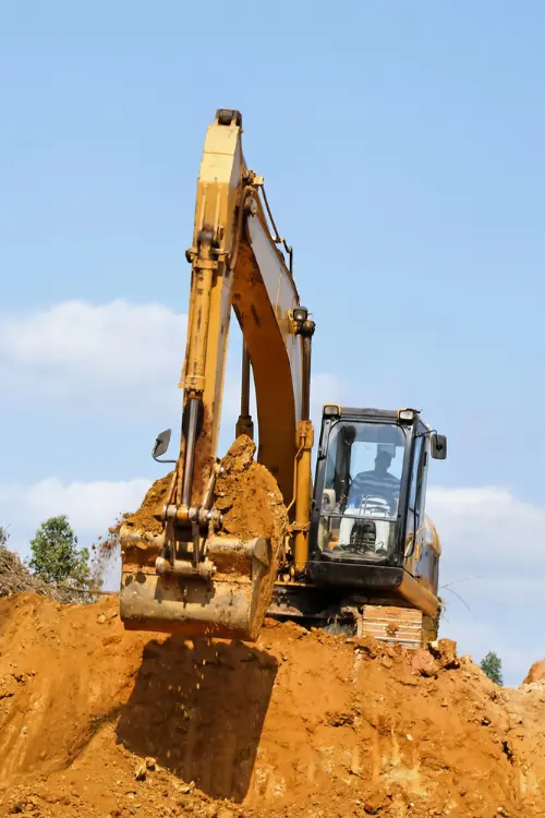 Excavator at work at construction site